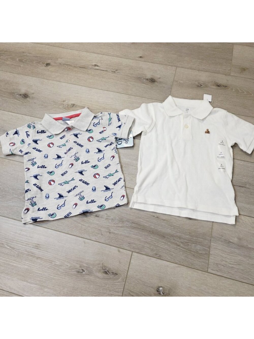 2 NWT Toddler Sz 3T Baby Gap Little Lad Short Sleeve Sharks Surf Up Polos Shirts